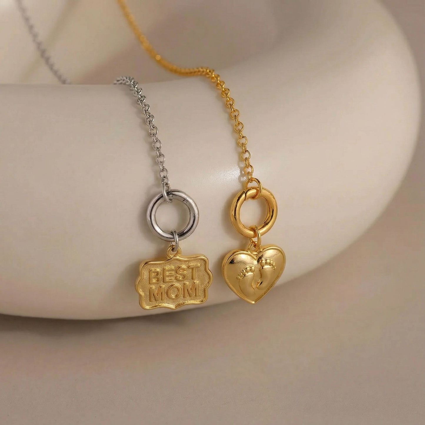 Vintage Floral Geometric Stainless Steel PVD Gold Plated Charm Bar