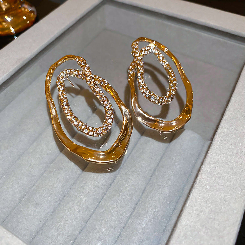 Orecchini a perno da donna chic geometrici ovali irregolari in lega placcata oro con perni in acciaio inossidabile