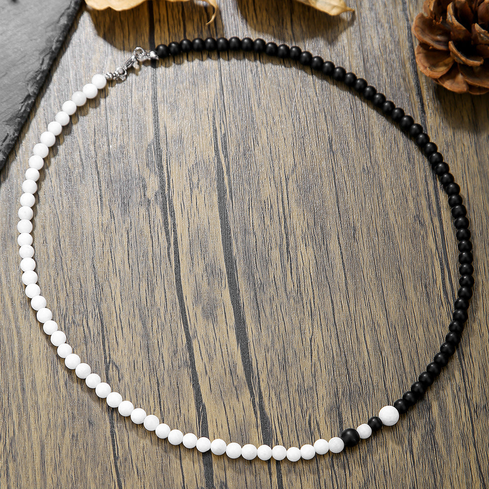Geometric Round Stainless Steel Acrylic Agate Glass Ball Chain Necklace Unisex