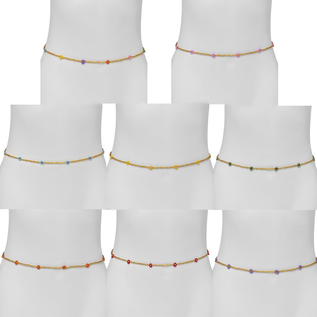 Catenina Minimalista da Donna per il Punto Vita con Margherite e Chiusura a Moschettone Regolabile in Plastica