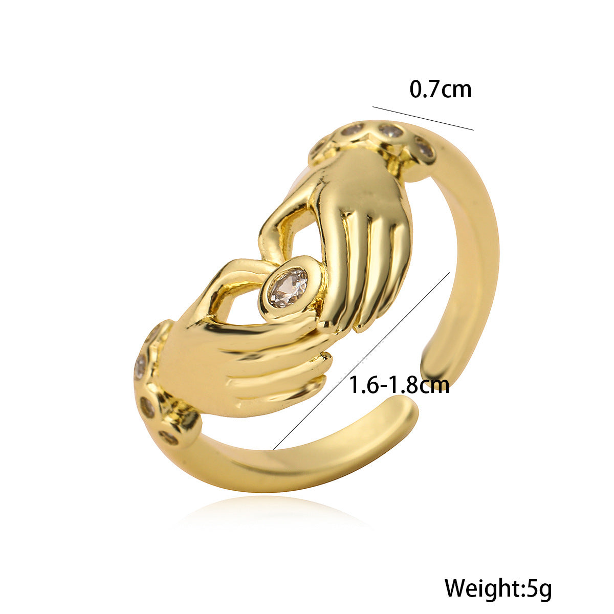 Anello da donna a cuore aperto irregolare geometrico in rame placcato oro 18 carati