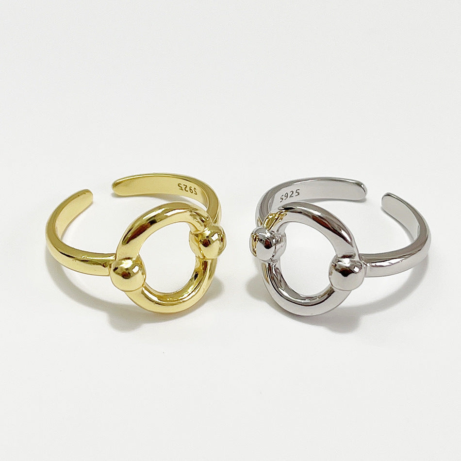 Anello Ovale Geometrico Minimalista in Argento Sterling 925 Placcato Oro