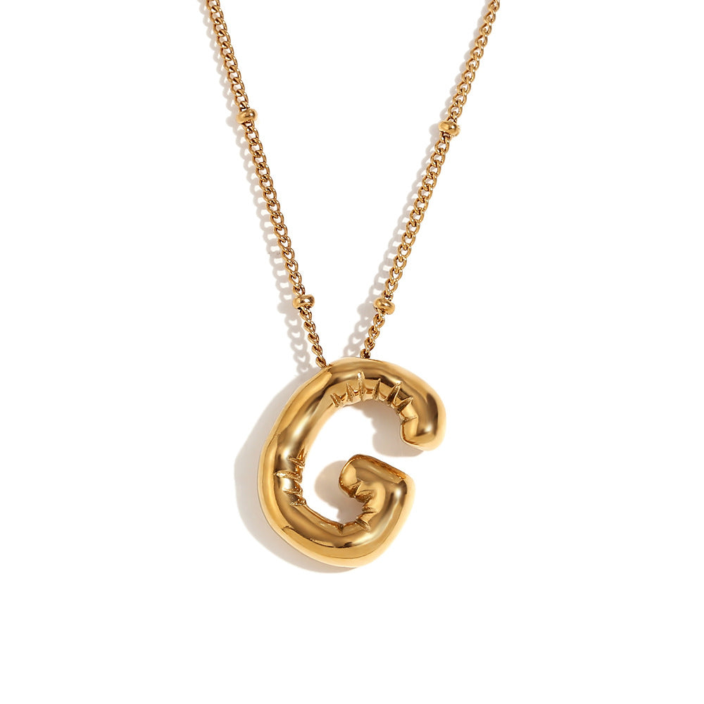 Fashionable Letter-Shaped Stainless Steel Pendant Necklace with 18K Gold Plating for Women
