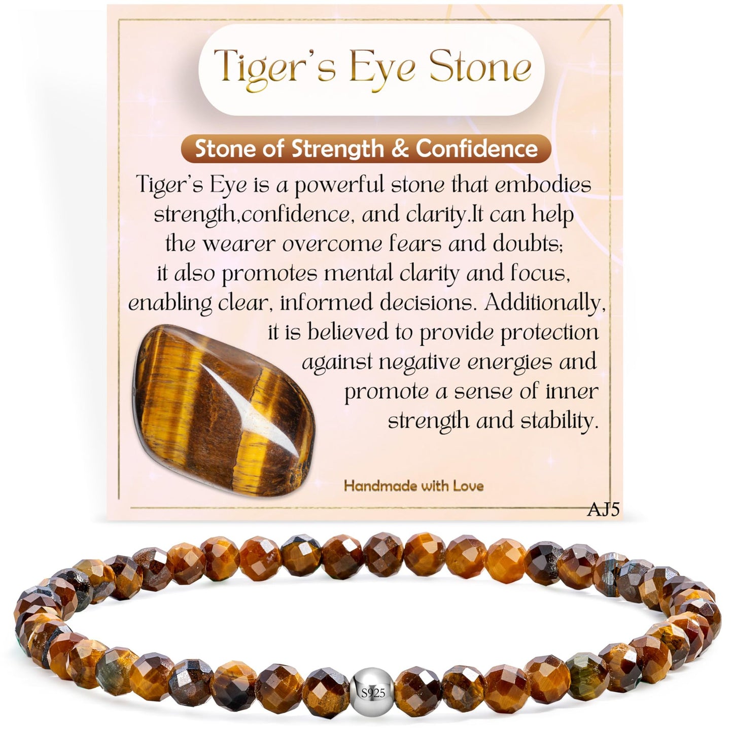 Natural Stone Crystal Beaded Bracelet Geometric Texture Unisex Handmade Jewelry