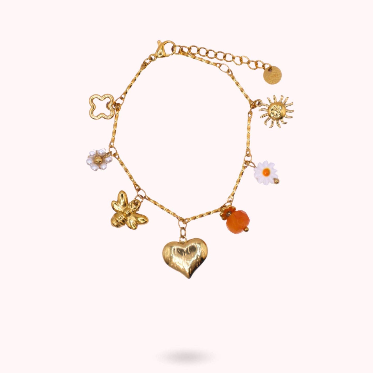 Collana Pendente Vintage a Stella in Acciaio al Titanio con Accenti di Perle e Catena a O Placcata Oro 18K per Uso Unisex