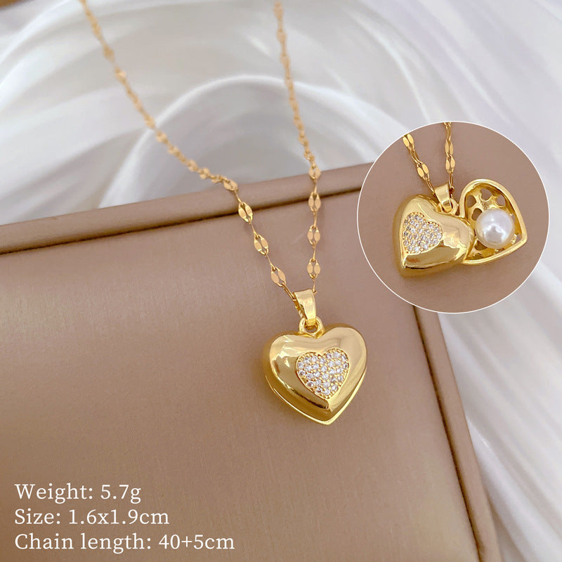 Collana da donna minimalista con intarsio di strass, in acciaio al titanio, con design geometrico