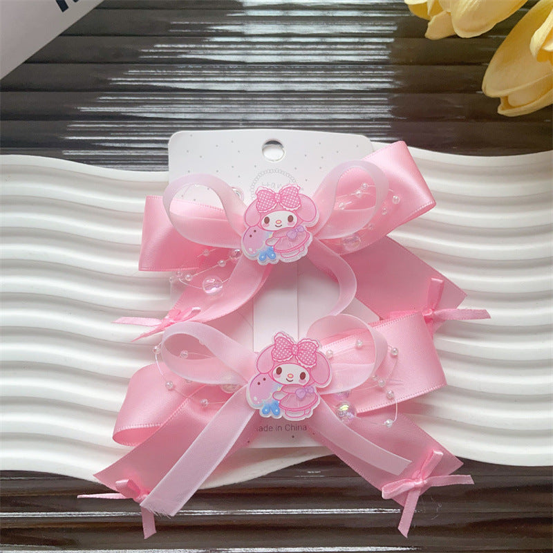 Fermaglio per capelli a fiocco stile naturale per bambine, realizzato in poliestere con dettagli arricciati e in rete della collezione Princess