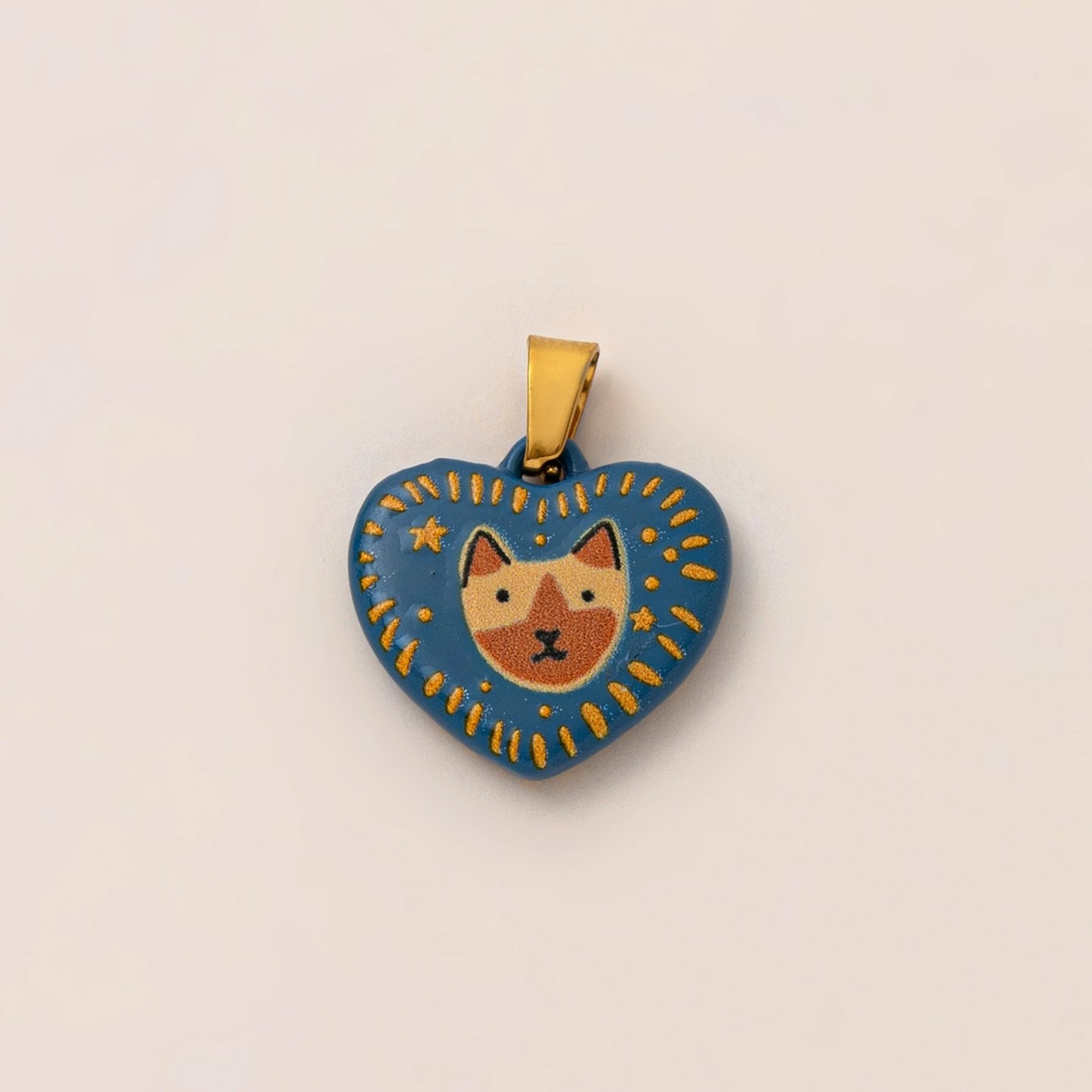 Vintage 18K Gold Plated Heart Cat Floral Stainless Steel PVD DIY Charm Bar