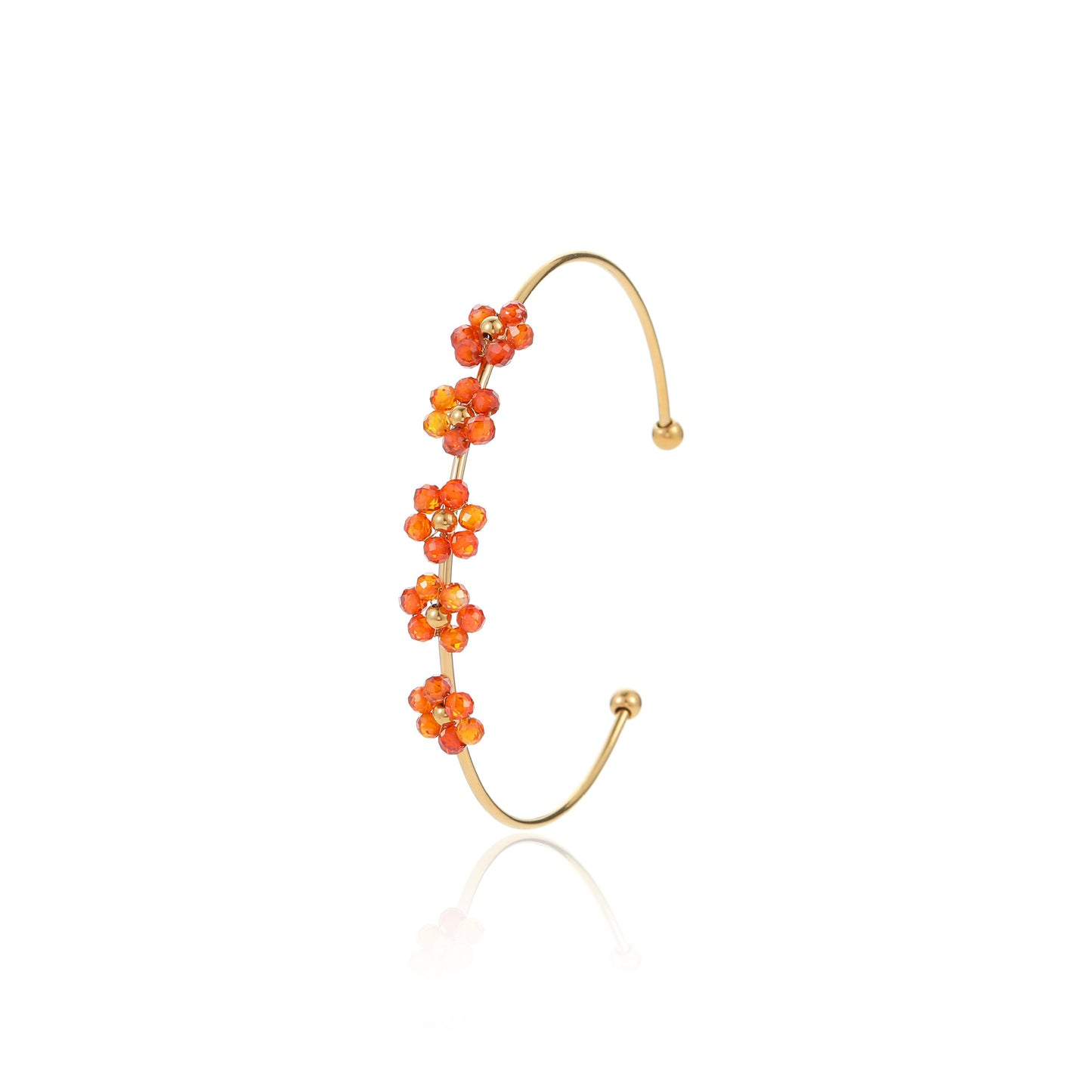 Bracciale a fiore minimalista elegante in acciaio al titanio e zircone con finitura placcata da donna