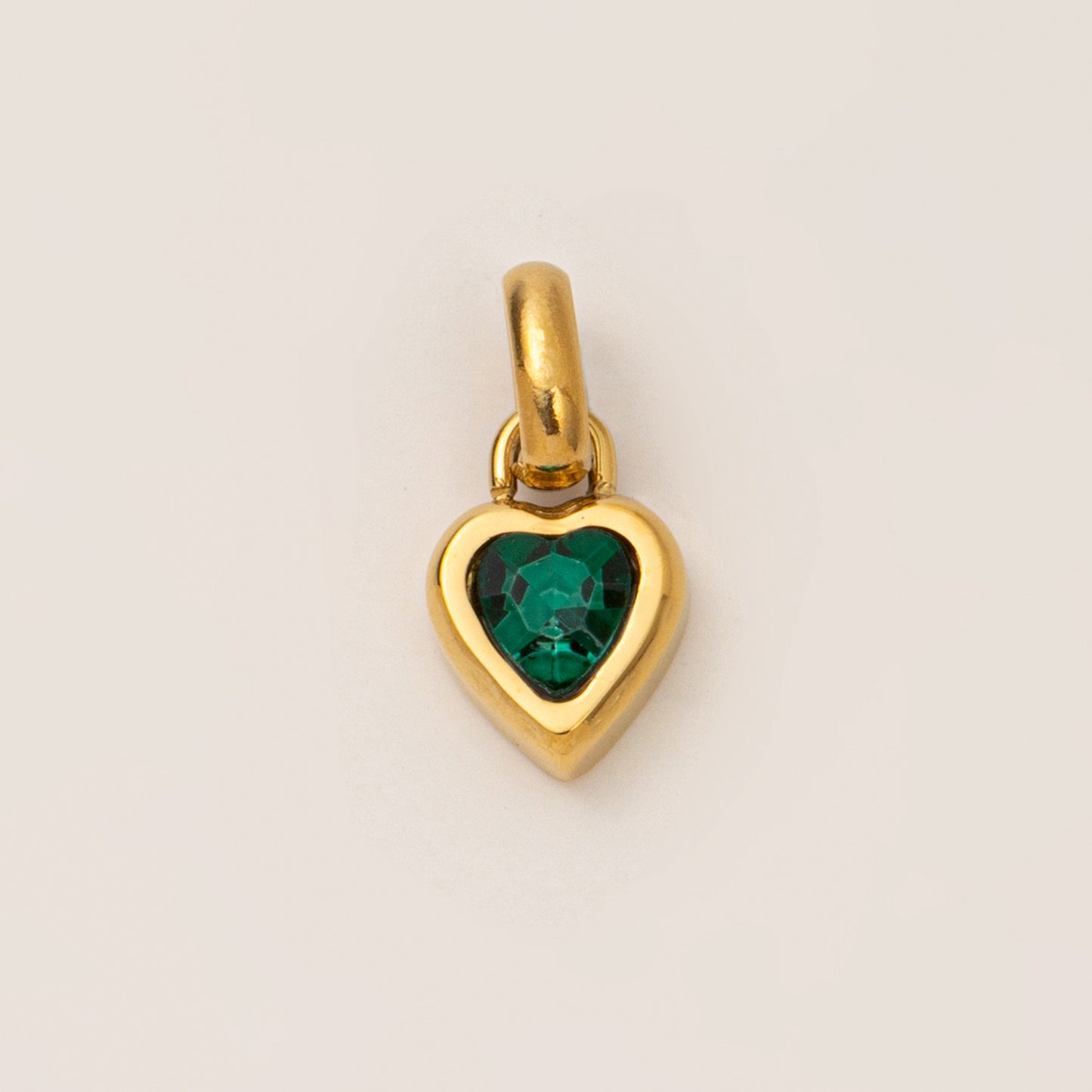 Minimalist Heart Letter Titanium Steel Plated Gemstone Pendant Charm Bar for Women