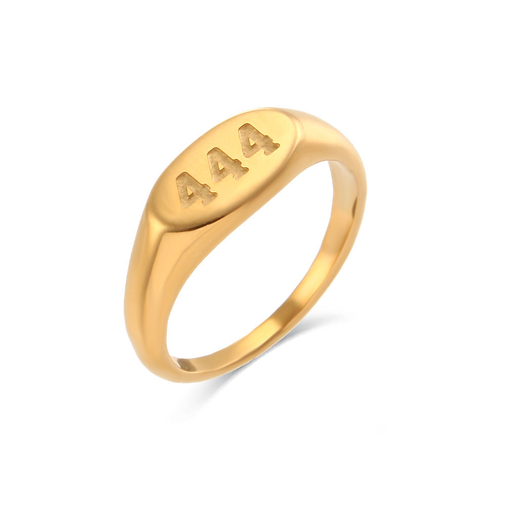 Vintage Minimalist Titanium Steel Digit Ring with Plated Finish for Women