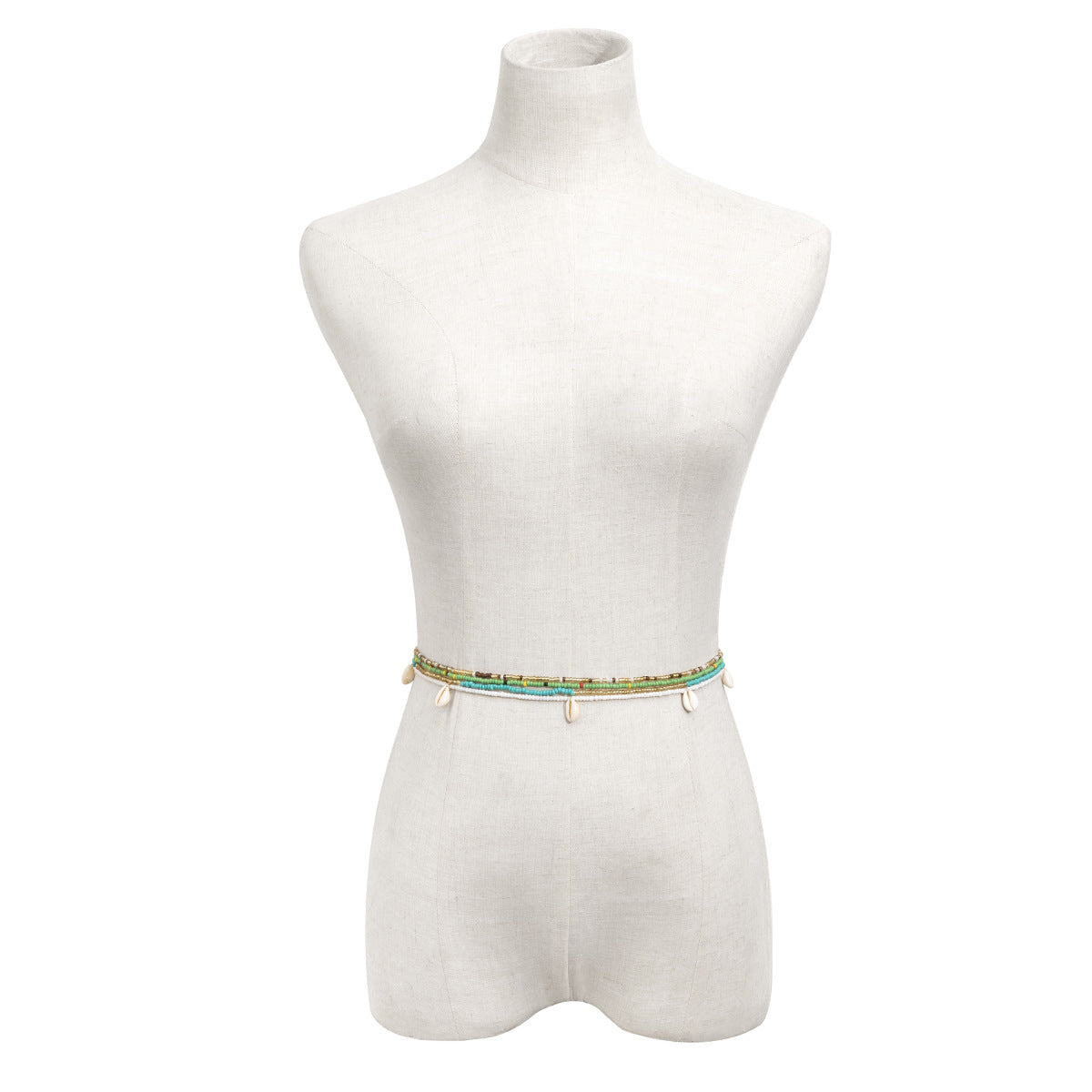 Catena per il Corpo a Strati Multipli da Donna Minimalista con Nappine a Conchiglia, Perline Elastiche e Vita Regolabile