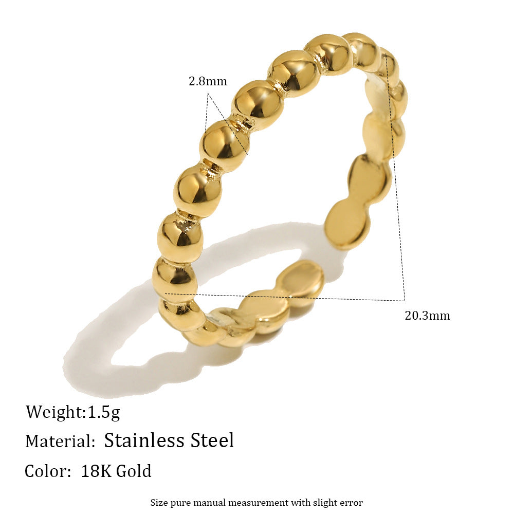 Anillo abierto minimalista de acero inoxidable chapado en oro de 18 quilates con corazón de circonita