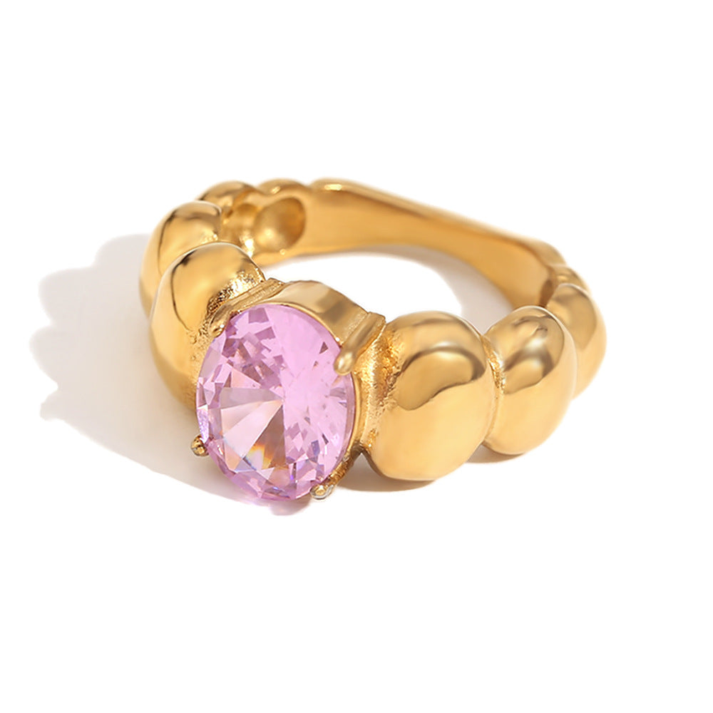 Anello da donna in acciaio inossidabile con placcatura in oro 18 carati, stile geometrico vintage