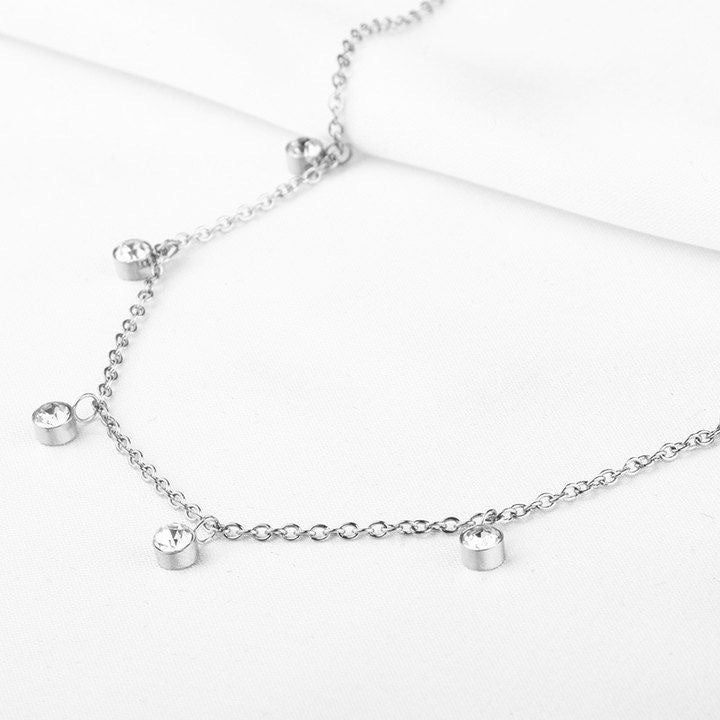 Minimalist Luxury Teardrop Cubic Zirconia Plated Titanium Steel Necklace for Women