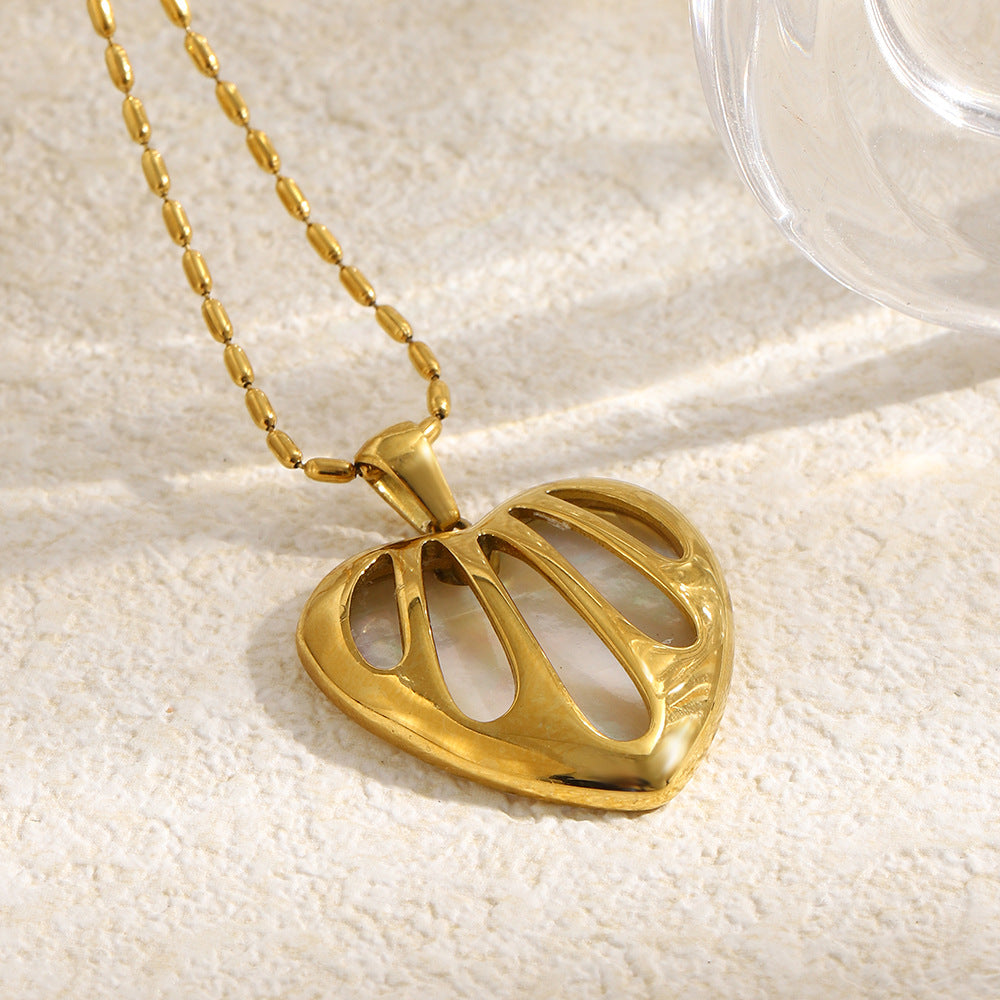 Elegant Luxury 18K Gold Plated Stainless Steel Heart Pendant Necklace for Women