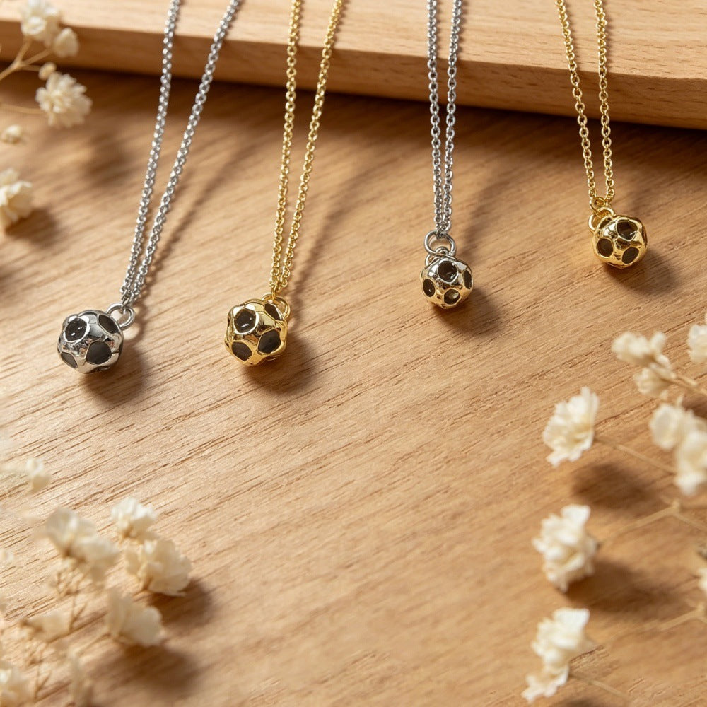 Luxury Brass Football Pendant Necklace Box Chain Women