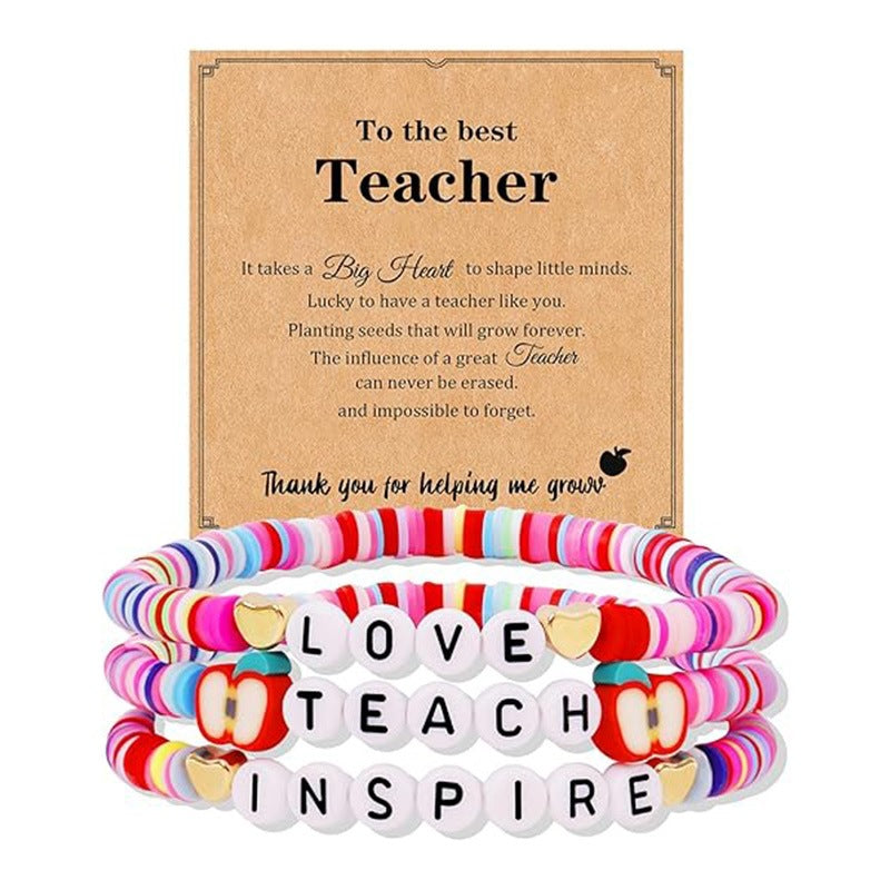 Fashion Unisex Letter Apple Resin Beaded Bracelet