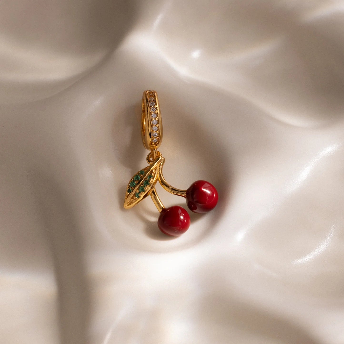 Vintage 18K Gold Plated Brass Fruit Charm Bar with Drip Oil Painting