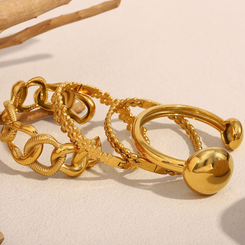 Bracciale a Fiore da Donna in Acciaio Inossidabile Placcato Oro 18K a Goccia Minimalista con Catena a Maglie Audaci