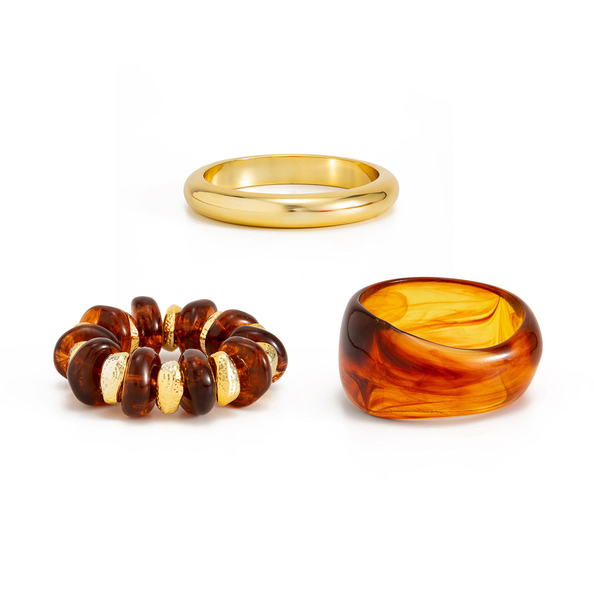 Vintage Geometric Gradient Resin Plated Cuff Bracelet for Women
