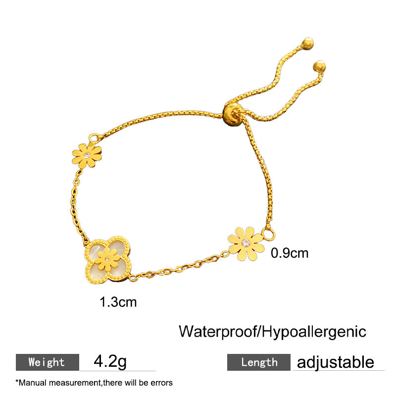 Sweet Elegant Geometric Floral Plated Titanium Steel Bracelet