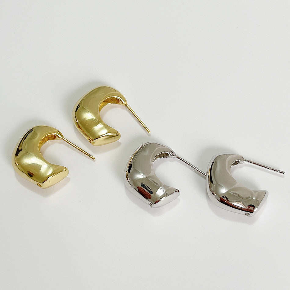 Minimalist 925 Sterling Silver Geometric Irregular Earrings Plated