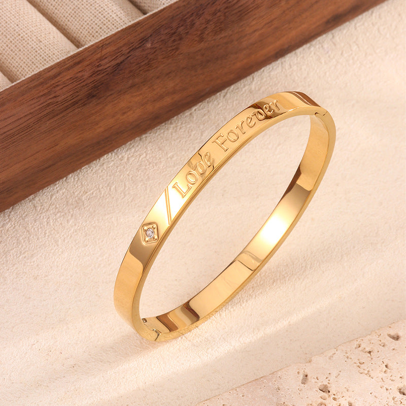 Elegant 18K Gold Plated Geometric Round Titanium Steel Bracelet