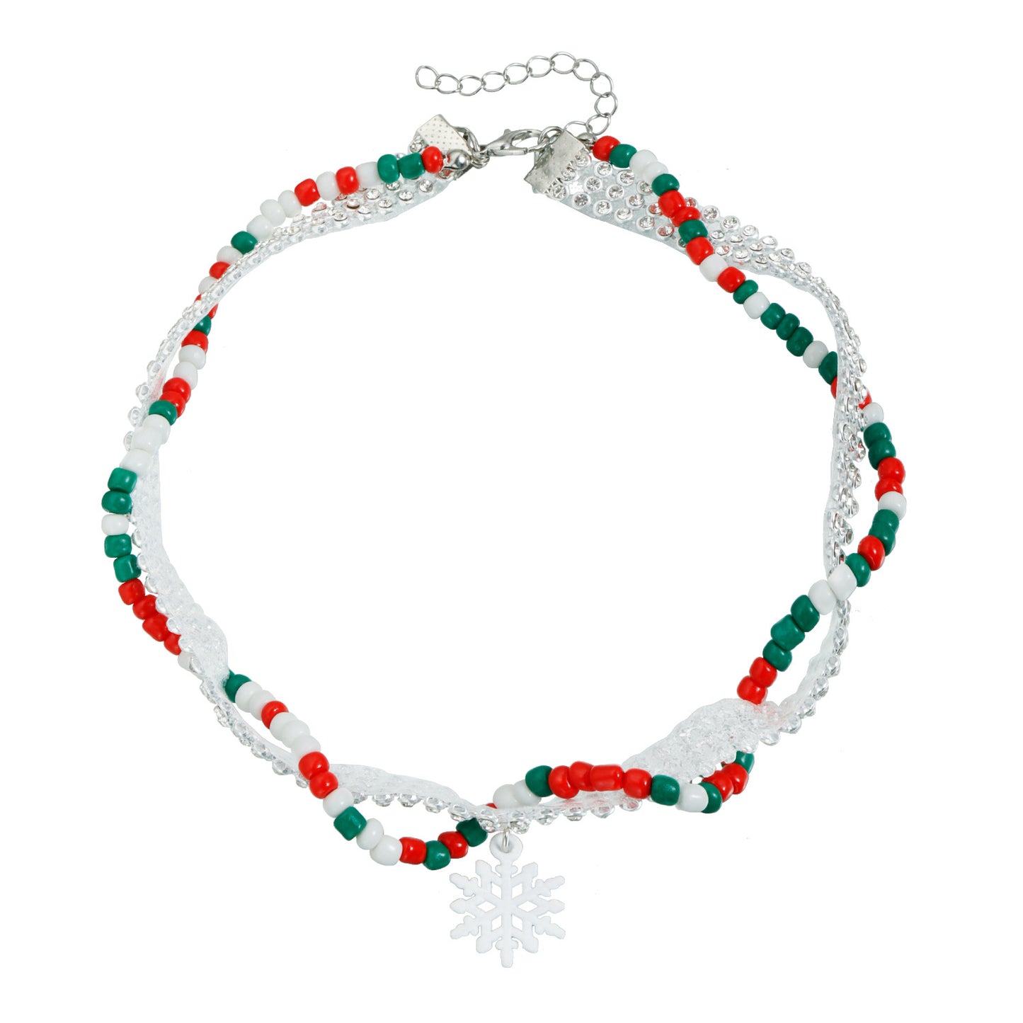 Elegant Geometric Alloy Plated Rhinestone Snowflake Choker Necklace for Women Christmas Party