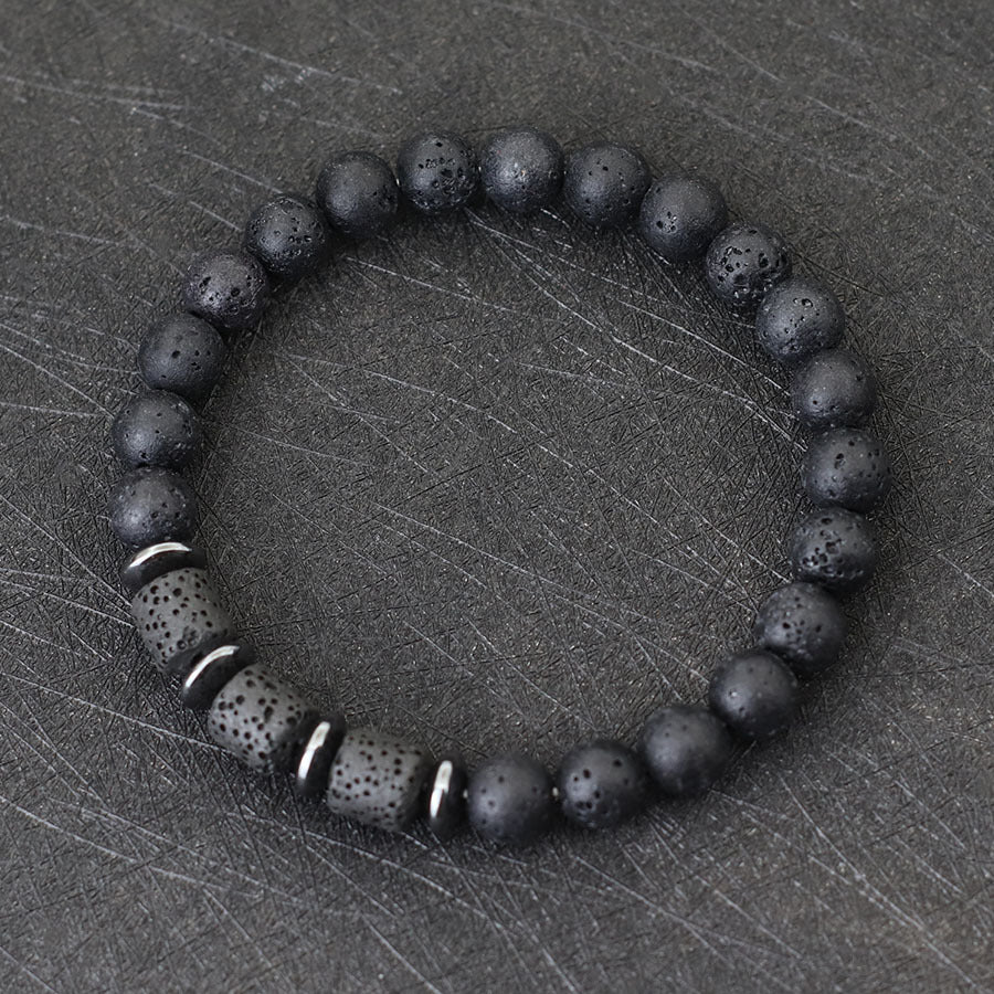 Minimalist Geometric Natural Tiger's Eye Hematite Beaded Bracelet Unisex Healing Stone Jewelry Gift for Him