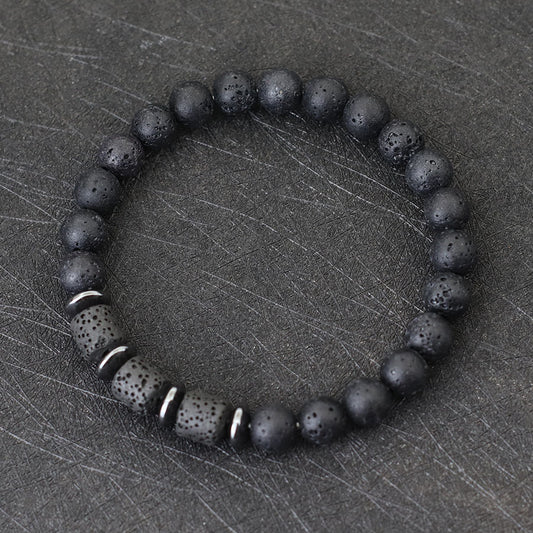 Minimalist Geometric Natural Tiger's Eye Hematite Beaded Bracelet Unisex Healing Stone Jewelry Gift for Him