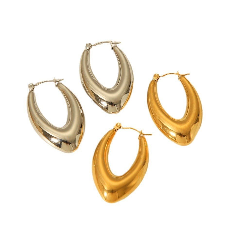 Geometric Hollow Stainless Steel Earrings for Women with Gold Plating Modern Minimalist Fashion Jewelry