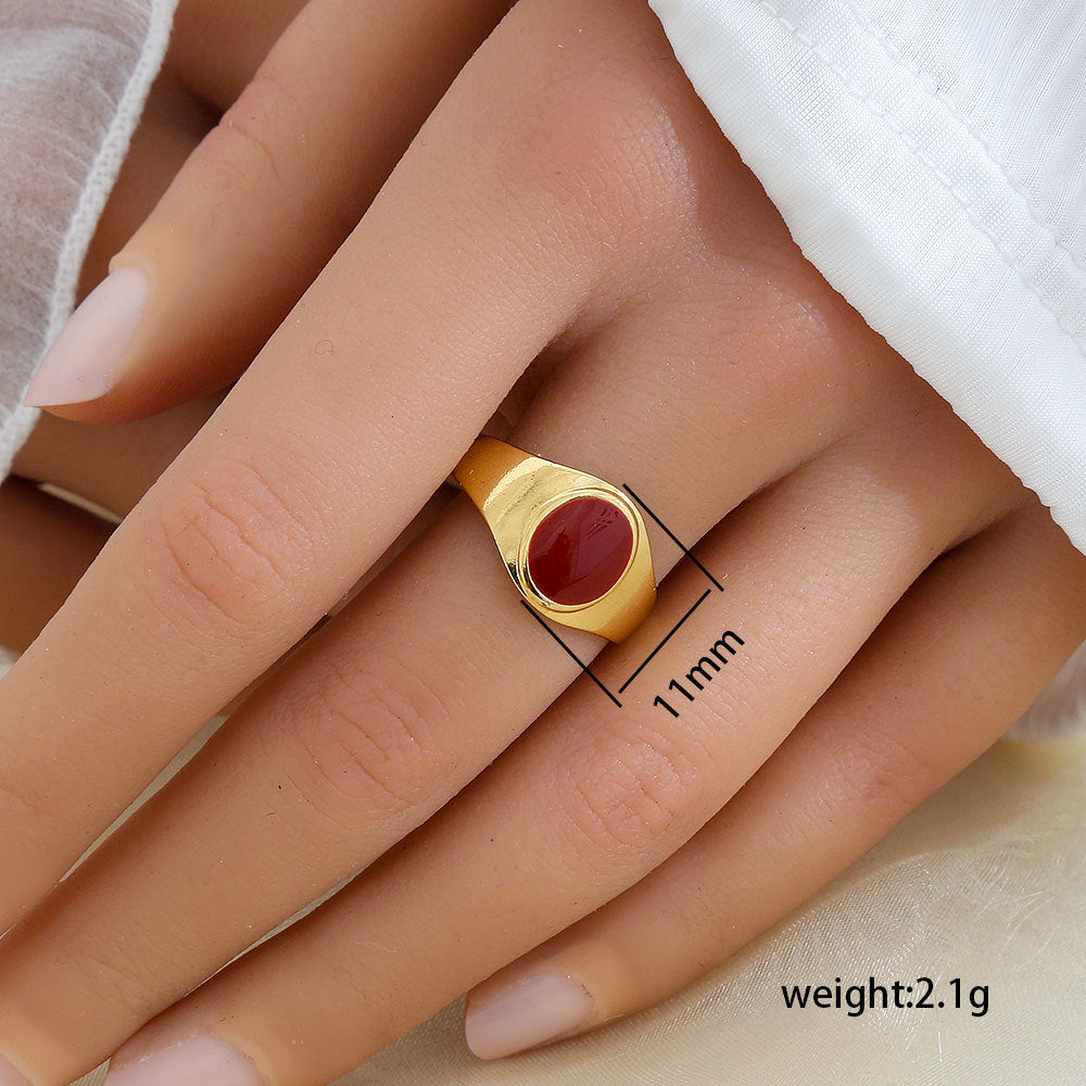 Minimalist Geometric Stainless Steel Gold-Plated Adjustable Open Ring for Women