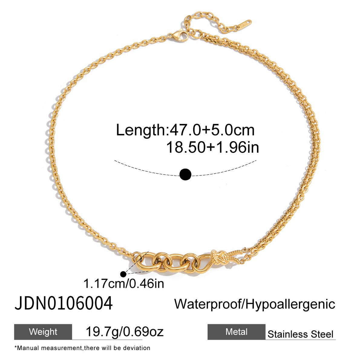 Collana geometrica in acciaio inossidabile con ciondolo in acciaio al titanio da donna, catena per clavicola placcata anallergica