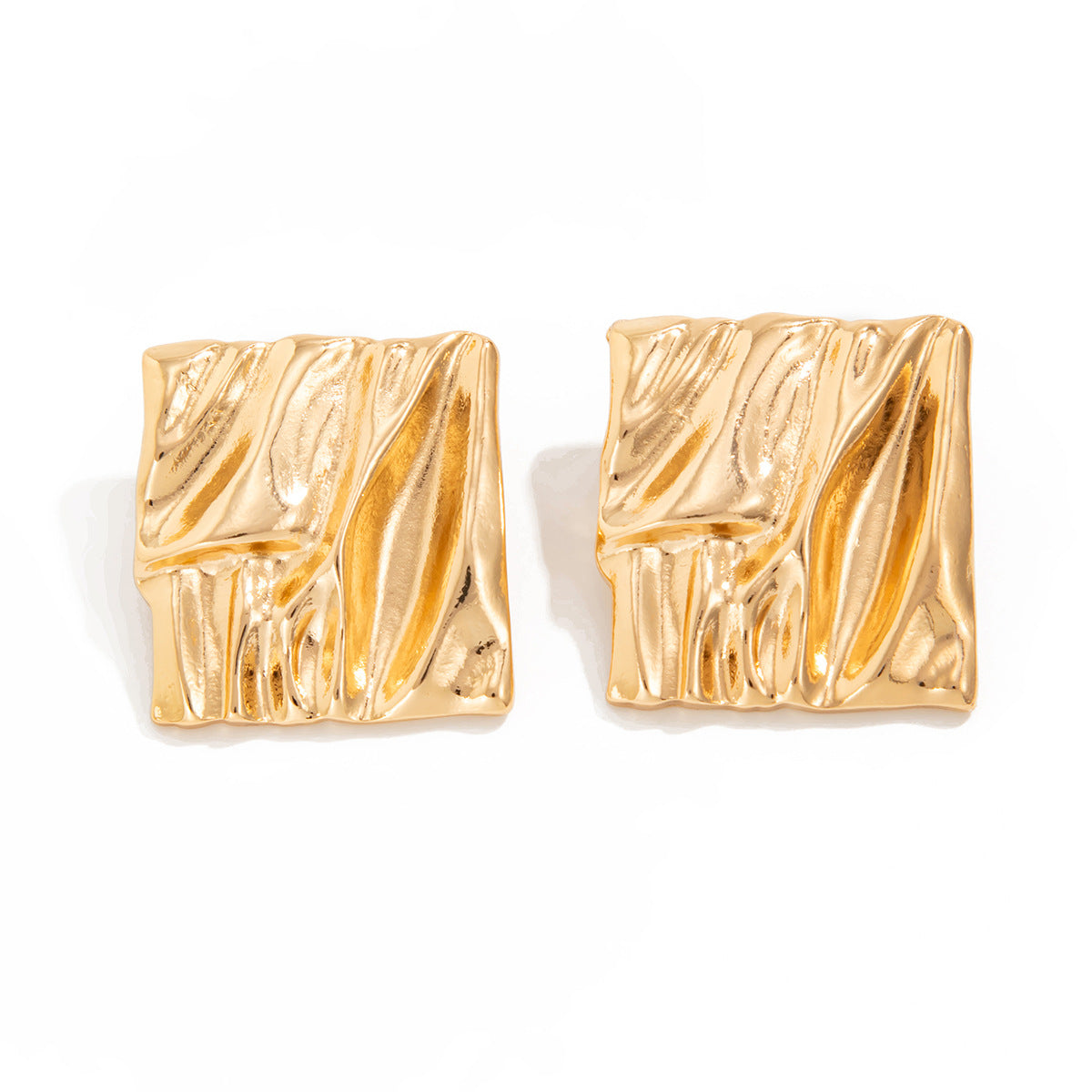 Pendientes de tachuela redondos, geométricos y minimalistas para mujer con superficie pulida y detalle floral trenzado