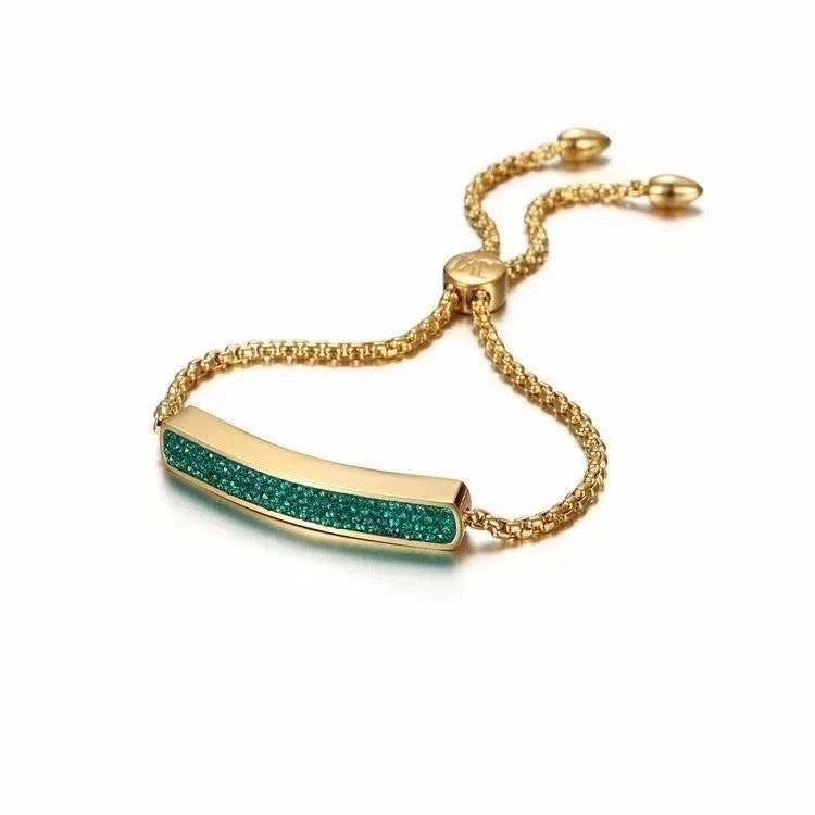 Bracciale da donna in acciaio al titanio con catena a tirante, design geometrico minimalista e finitura placcata, lusso elegante