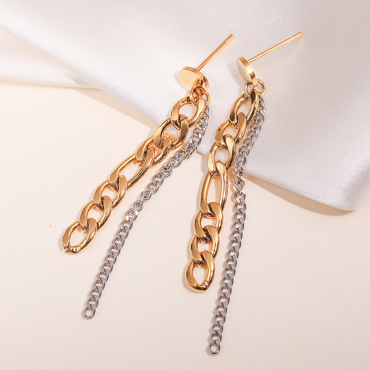 Minimalist Geometric Stainless Steel PVD Tassel Earrings for Women