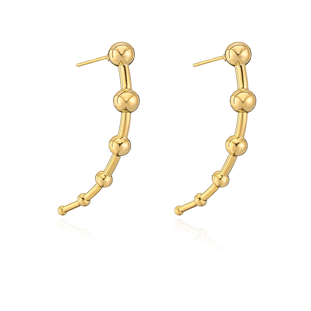 Orecchini Geometrici da Donna in Ottone Placcato Oro 18K con Forma Irregolare Contemporanea