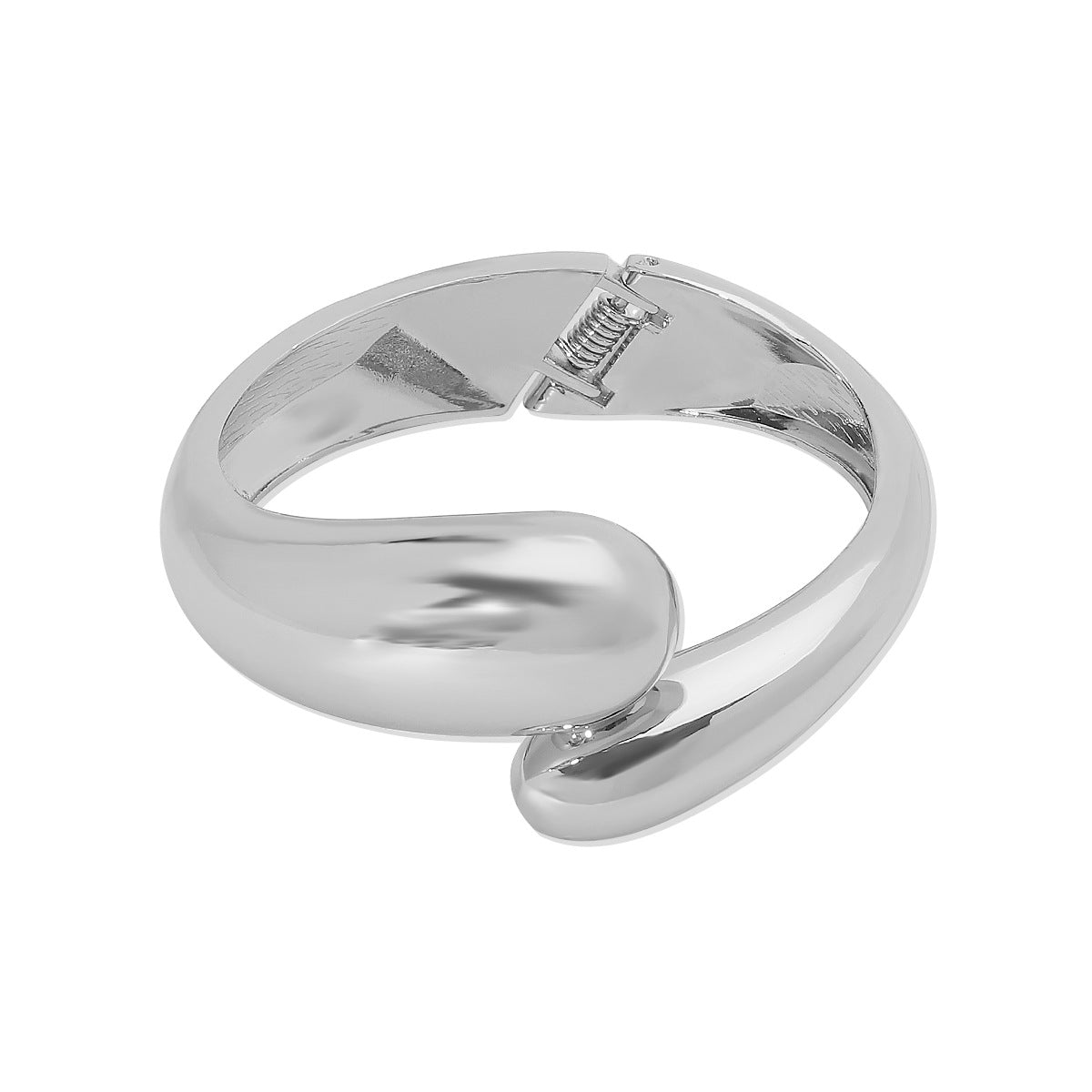 Pulsera geométrica de aleación dulce y atrevida con diseño irregular de doble cabeza, brazalete minimalista electrochapado de estética fría para mujer