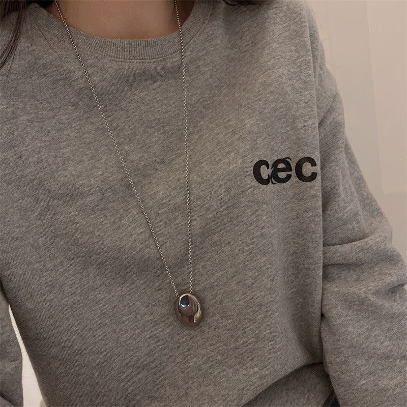 Minimalist Waterdrop-Shaped Stainless Steel Pendant Necklace with Polished Finish for Women