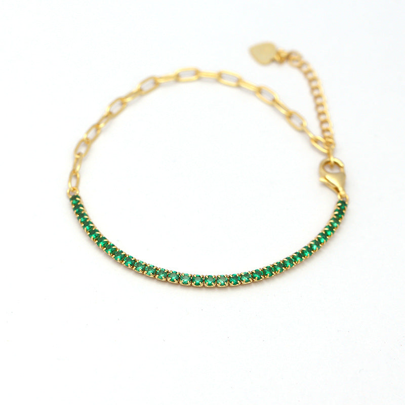 Bracciale da donna in argento sterling 925 placcato con zirconi cubici, lusso minimalista