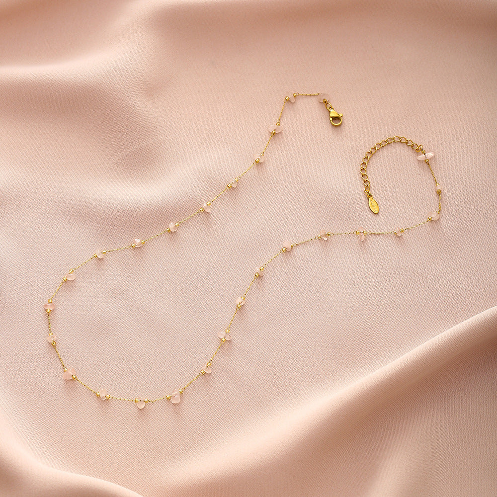 Elegante collana geometrica in acciaio al titanio con ciondolo in pietra naturale per uomo e donna, catena placcata per clavicola estiva