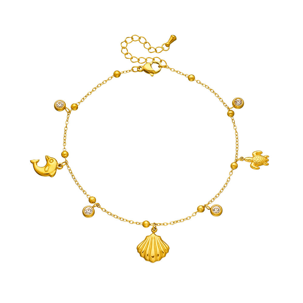 Minimalist Gold Plated Stainless Steel Animal Pendant Anklet for Women