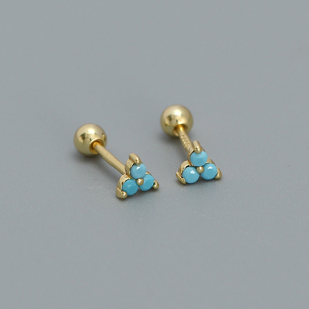 Minimalist Clover-Shaped 925 Sterling Silver Threader Ear Cuffs with Geometric Dot Pattern