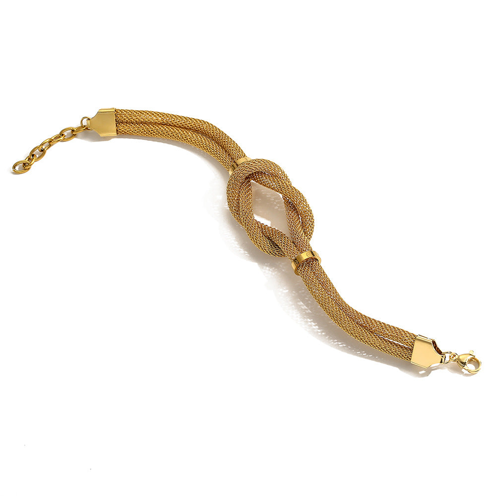 Bracciale Geometrico in Acciaio al Titanio Placcato per Donna con Accento a Stella, Accessorio di Moda d'Ispirazione Vintage