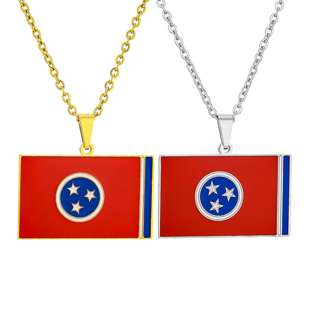 Collana Etnica Vintage Geometrica con Pendente in Acciaio Inossidabile Smaltato per Unisex con Catena a O