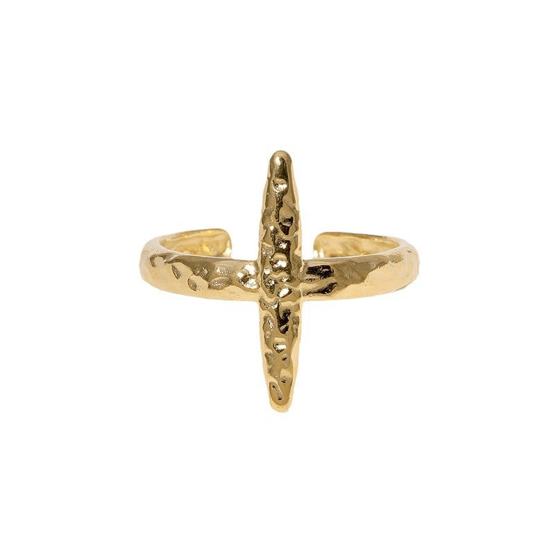 Minimalist Geometric Titanium Steel Ring with Plating Finish for Women Stainless Steel Adjustable Band