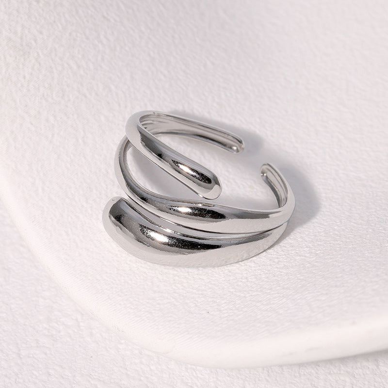 Minimalist Geometric Stainless Steel Open Ring for Women with Plated Finish, Fashionable and Hypoallergenic