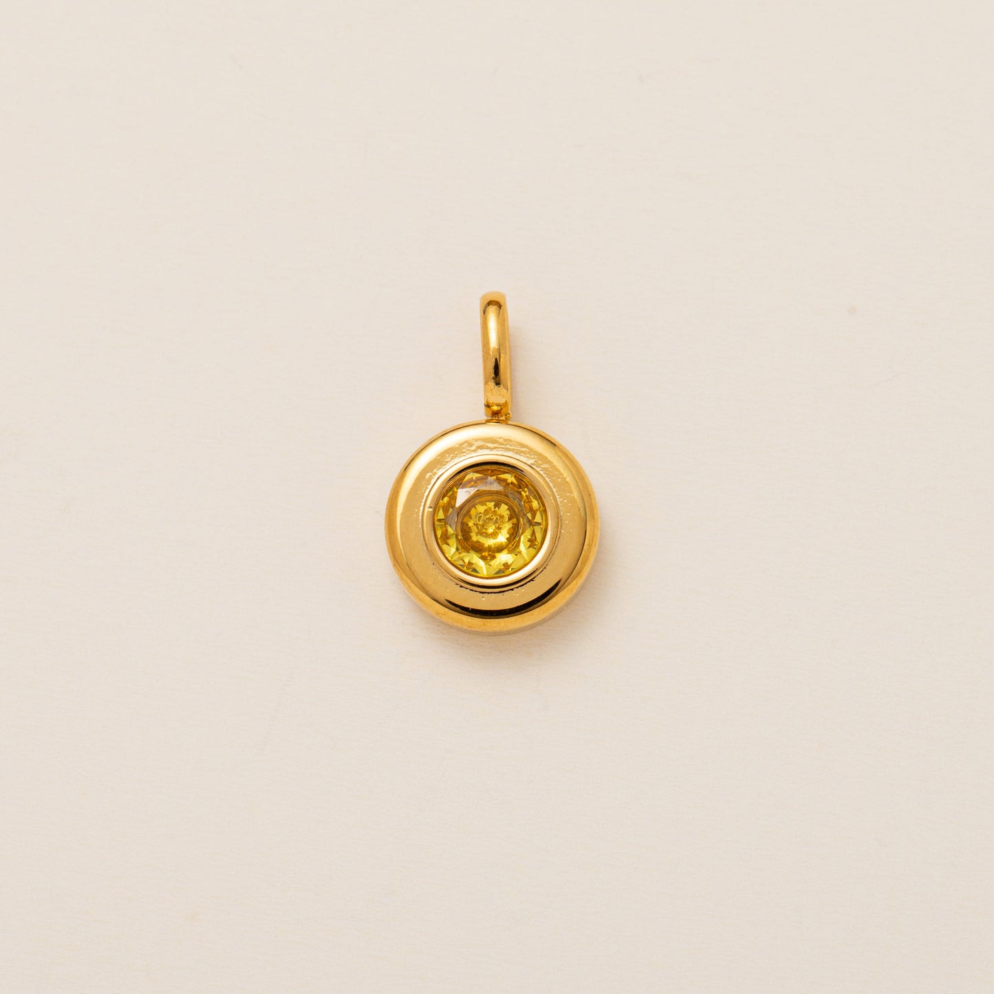 Minimalist Round Geometric Titanium Steel Pendant with Cubic Zirconia Birthstone for Women