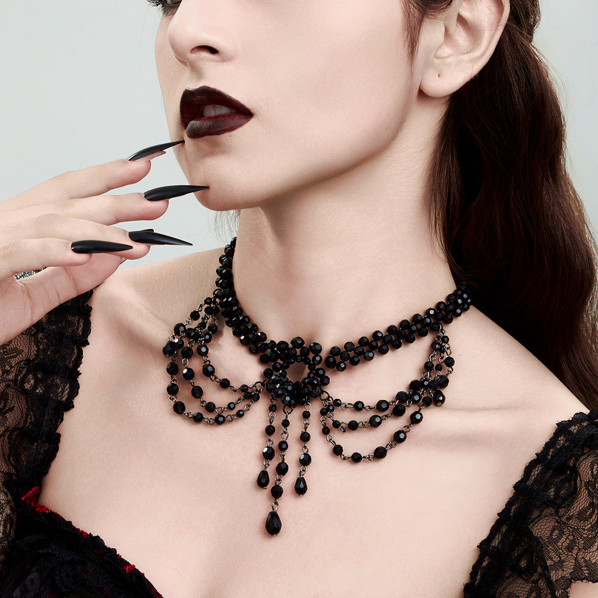 Vintage Crystal Cross Geometric Plated Ball Chain Necklace for Women